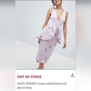 OUT OF STOCK ASOS DESIGN scuba embellished midi pencil dress